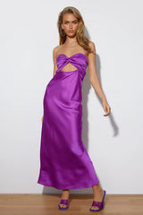 Curious Love Satin Maxi Dress Purple