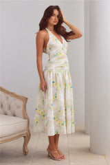 Island Dreamscape Halter Maxi Dress Print