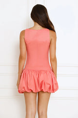 Cityscape Dreams Bubble Mini Dress Peach