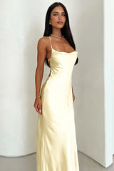 Starlette Cowl Neck Satin Maxi Dress - Yellow