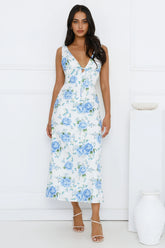 Luxe Dreamscape Midi Dress Blue