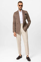 Antioch-Kahve Balıksırtı Desenli Erkek Blazer Ceket-Blazer Ceket-2-Milagron.com