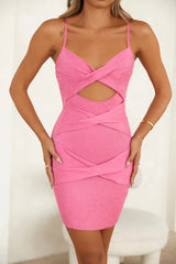 Sale-Dress Glamour World Knit Mini Dress Pink