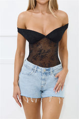 Vibes Of The Night Lace Bodysuit Black
