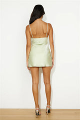 Silk Dreams Satin Mini Dress Sage