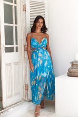 Luxe Resort Style Maxi Dress Blue