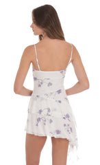 Floral Mesh Tassel Dress in White