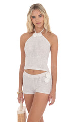 Crochet Rosette Shorts in White