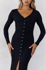 Your Style Guide Long Sleeve Maxi Dress Black