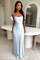 Starlette Cowl Neck Satin Maxi Dress - Blue