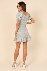 Marabella Shirred Mini Dress - Blue
