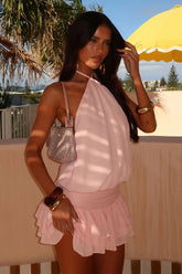 Latina Open Back Mini Dress - Baby Pink