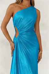 Sapphire Soir��e One Shoulder Maxi Dress Turquoise
