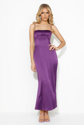 What Dreams Are Made Of Satin Maxi Dress Plum