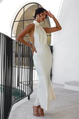 Luxurious Lady Satin Maxi Dress Cream