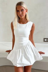 Adrienne Bubble Skirt Mini Dress - White