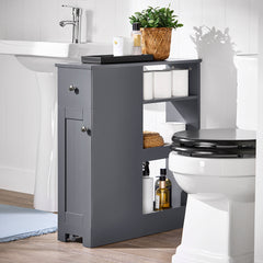 SoBuy Toiletpapirholder Toilet opbevaring Stativ Badeværelsesskab BZR106-DG