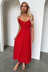 Nicola Midi Dress - Red