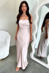 Elio Strapless Satin Maxi Dress - Champagne