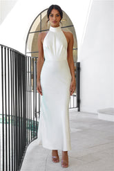Luxurious Lady Satin Maxi Dress Cream