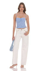 Bow Lace Bustier in Blue