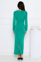 Golden Mirage Long Sleeve Maxi Dress Green
