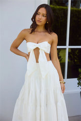 Seize The Moment Strapless Crop Top White