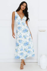 Luxe Dreamscape Midi Dress Blue