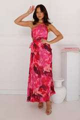 Rose Quartz One Shoulder Satin Maxi Dress Pink