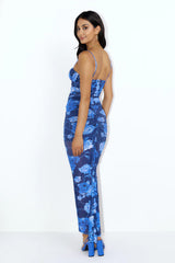 Blossom Mesh Maxi Dress Blue