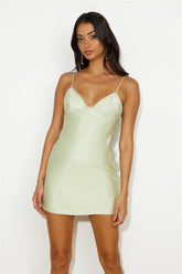 Silk Dreams Satin Mini Dress Sage