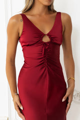 Dreamscape Diaries Satin Midi Dress Red