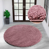 Covor rotund »Viva« cu fire lungi, pufos culoare liliac, 140 cm - LunaHome.ro