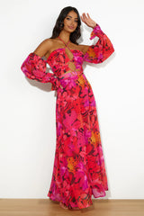 RUNAWAY Karma Maxi Dress Orange Floral