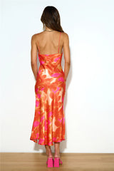 Silky Silhouette Midi Dress Orange