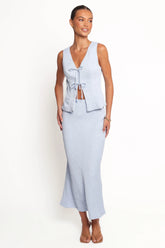 Ysolde Bow Detail Skirt Set - Light Blue