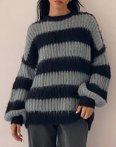 Image of Daren Jumper in Grey and Charcoal Stripes