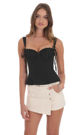 Ruched Flare Top in Black