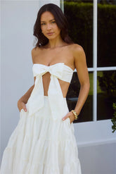 Seize The Moment Strapless Crop Top White