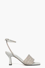 Sandalo 2965 camoscio ghiaccio e strass argento boreale