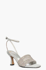 Sandalo 2965 camoscio ghiaccio e strass argento boreale