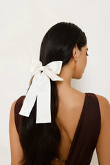 Tied With Love Bow Hair Clip Cream