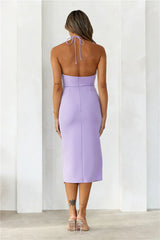 Sale-Dress Stolen Attention Halter Midi Dress Lilac