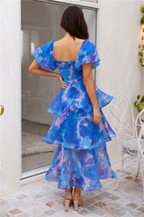 Sunny Garden Midi Dress Blue