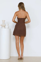 Seashell Island Strapless Mesh Mini Dress Brown