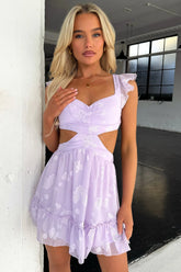Deborah Cut Out Mini Dress - Lilac