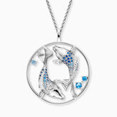 Halskette 925er Silber Yin Yang Fische mit Zirkonia