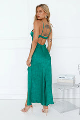 Ivy Forest Satin Maxi Dress Green