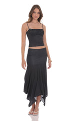 Polka Dot Ruched Bust Top in Black