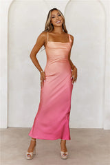 Sapphire Seascape Satin Maxi Dress Sunset